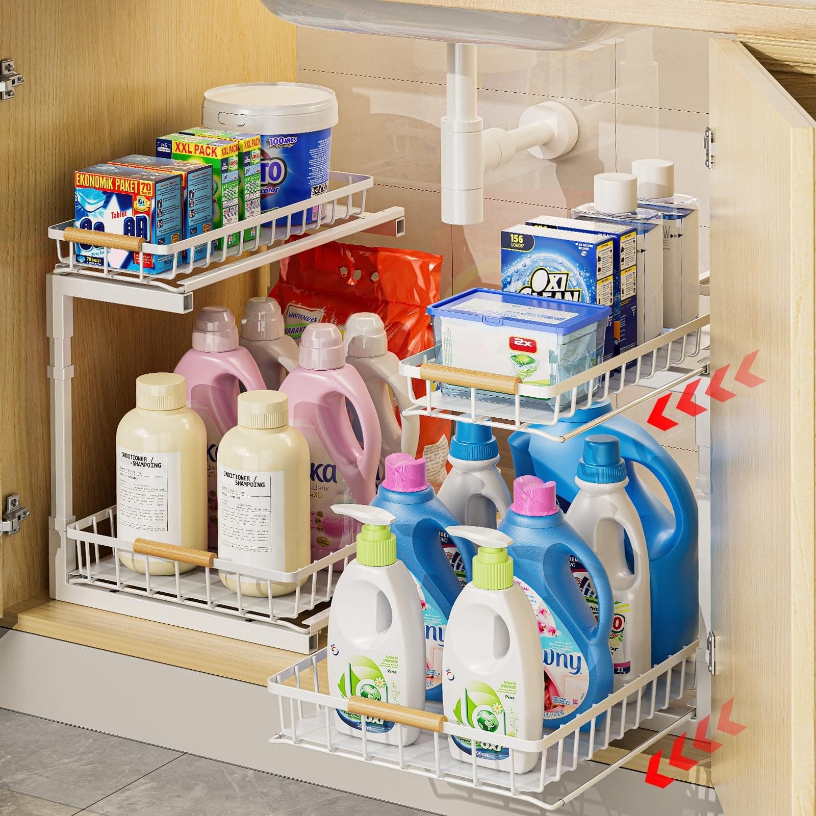 Under Sink Organizer 2 Pack for Kitchen and Bathroom