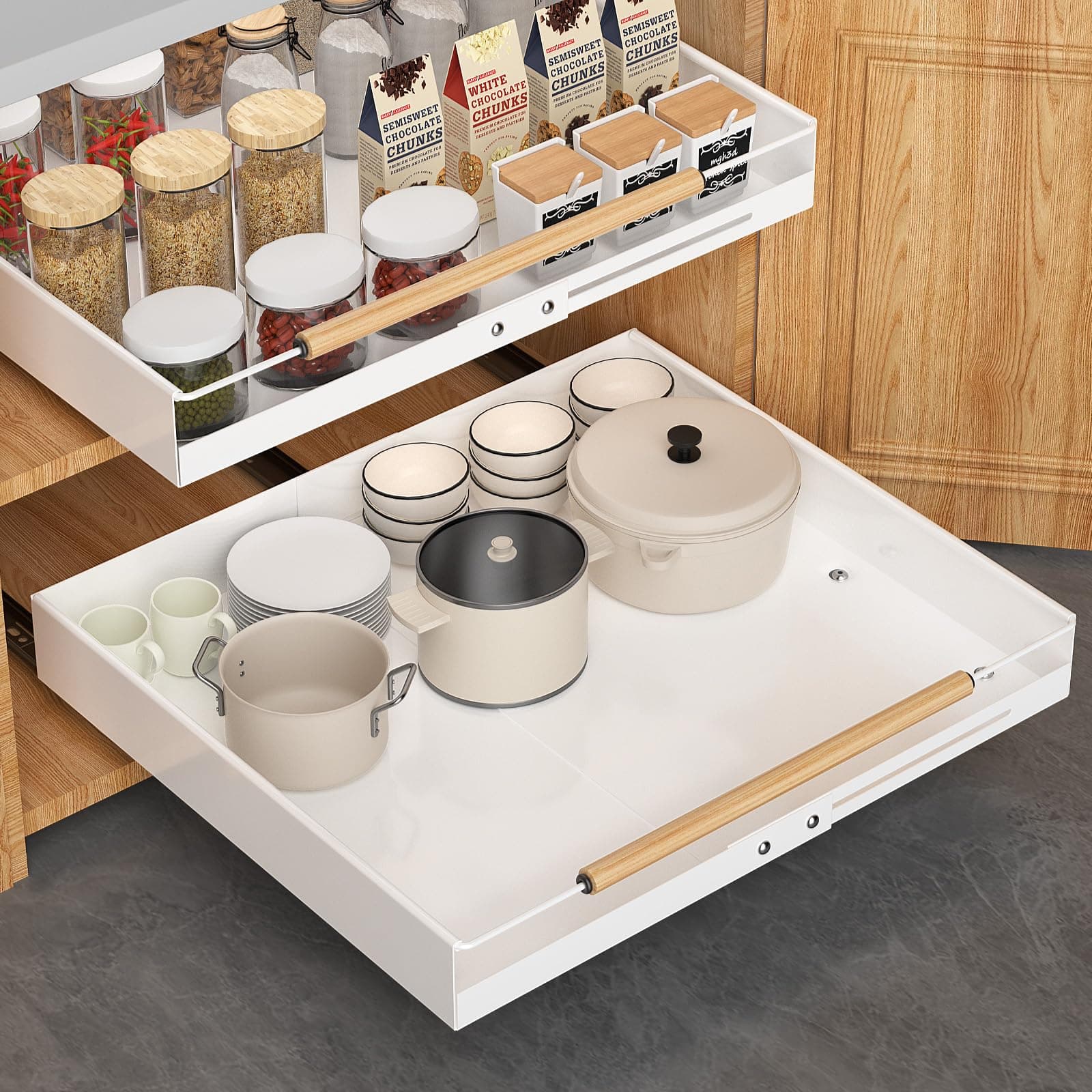 12.6"-18.9" Slide Out Drawer Organizer for Kitchen Cabinets