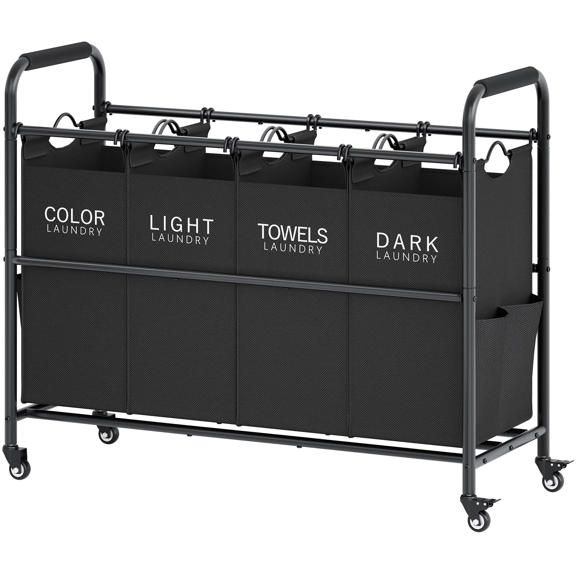 Tajsoon 4 Bag Laundry Sorter Cart, Black