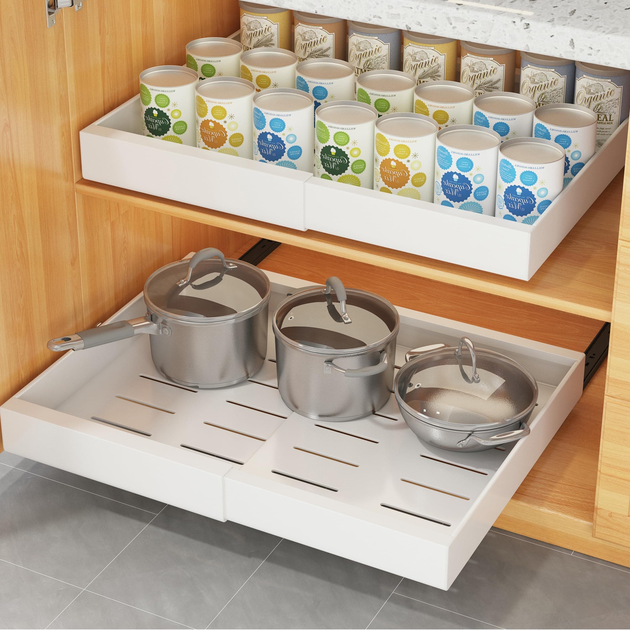 COVAODQ Extendable Sliding Cabinet Organizer, 12.4" to 20.4", Kitchen & Pantry Storage