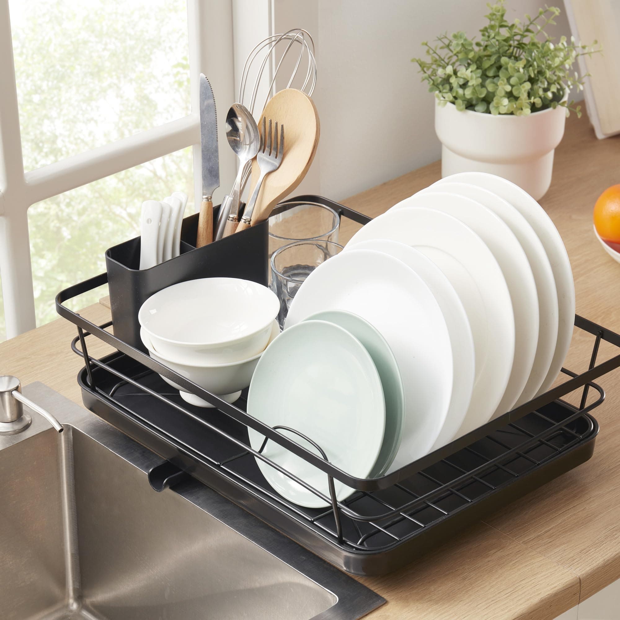 3-Piece Dish Drying Rack with Drainboard & Removable Holder for Kitchen Countertop
