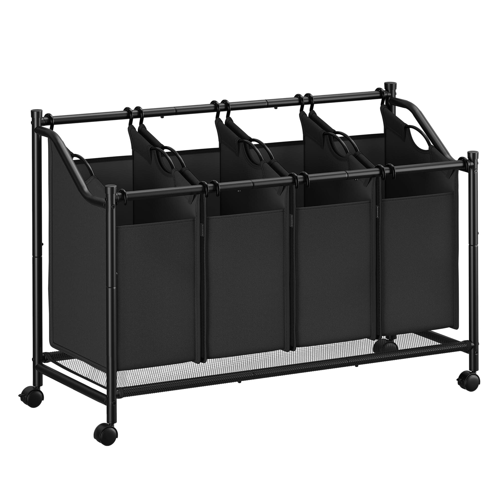 SONGMICS Rolling Laundry Basket with 4 Removable Bags, Ink Black URLS103B01
