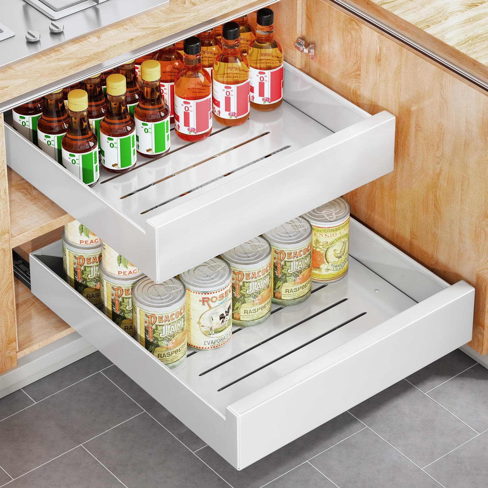 Heavy Duty Pull Out Cabinet Organizer for Kitchen - 15.8W x 16.9D x 3.1H