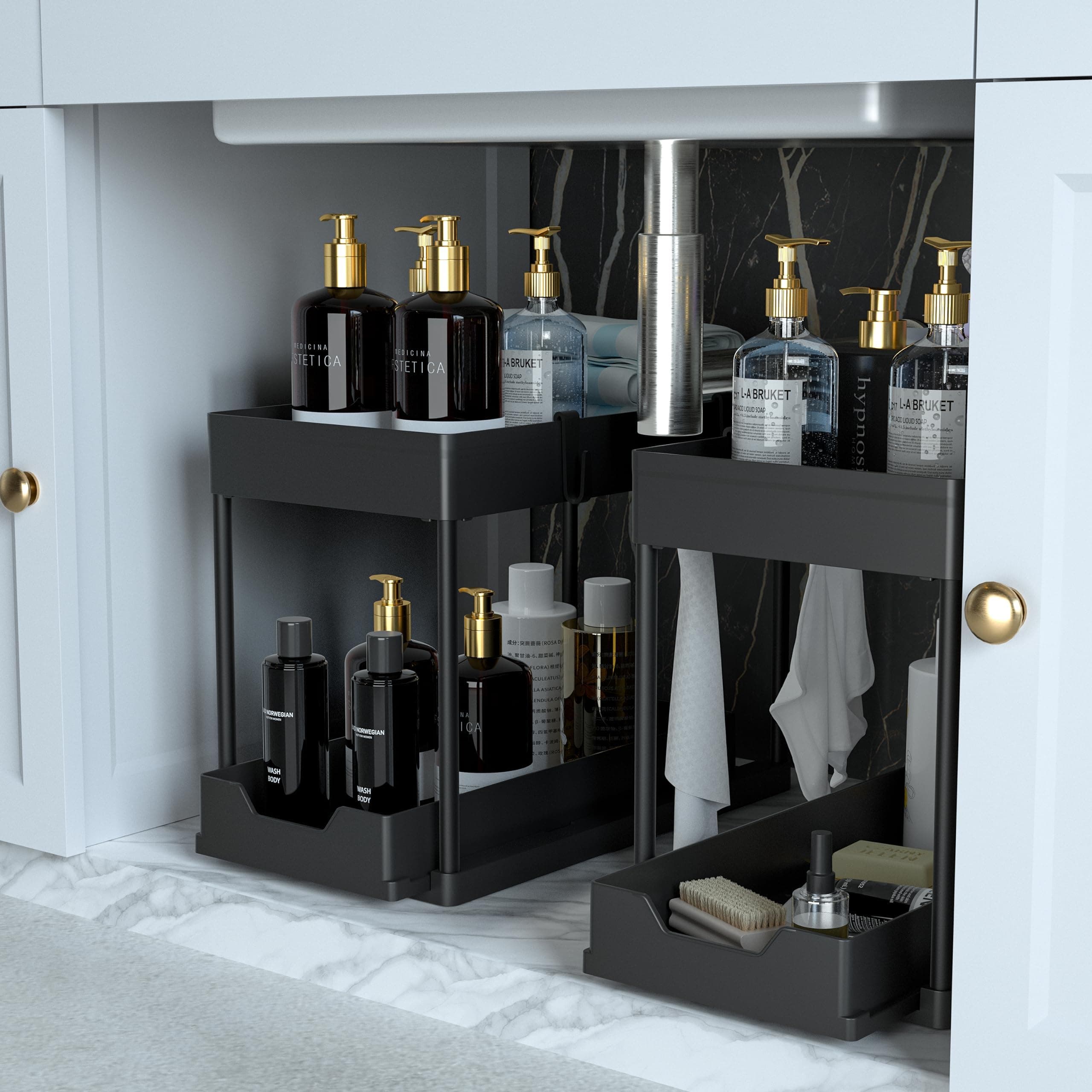 Under Sink 2-Tier Organizer - Pull Out Kitchen & Bathroom Storage