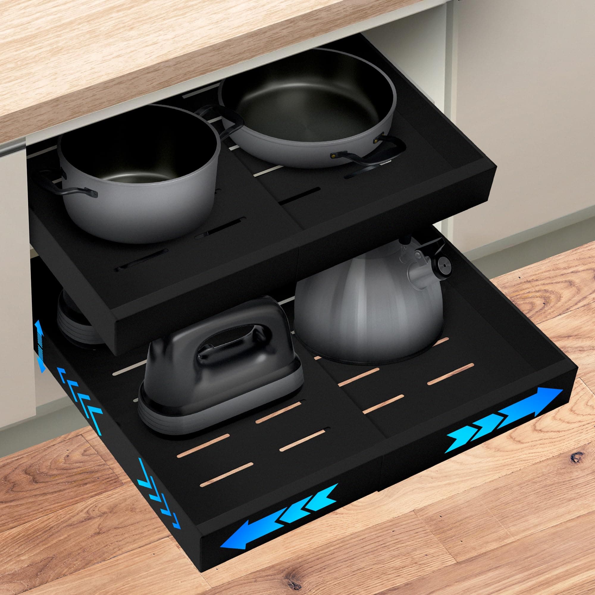 heavy-duty pull-out cabinet organizer for kitchen pantry 21" deep expandable drawers