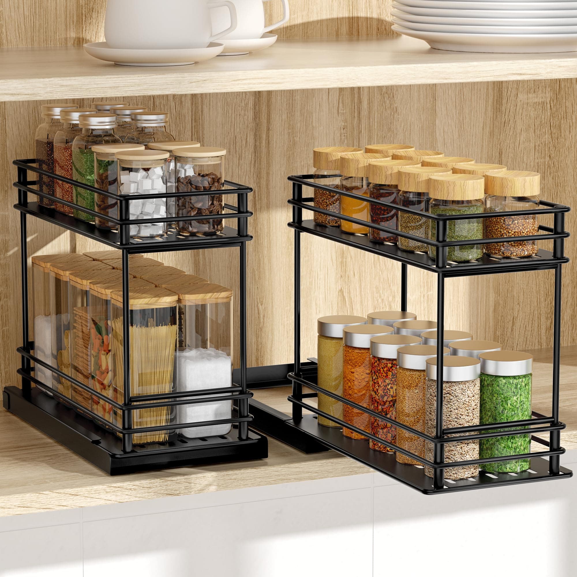 Spice Drawer Organizer Shelf for Small Spaces - 2 Pack