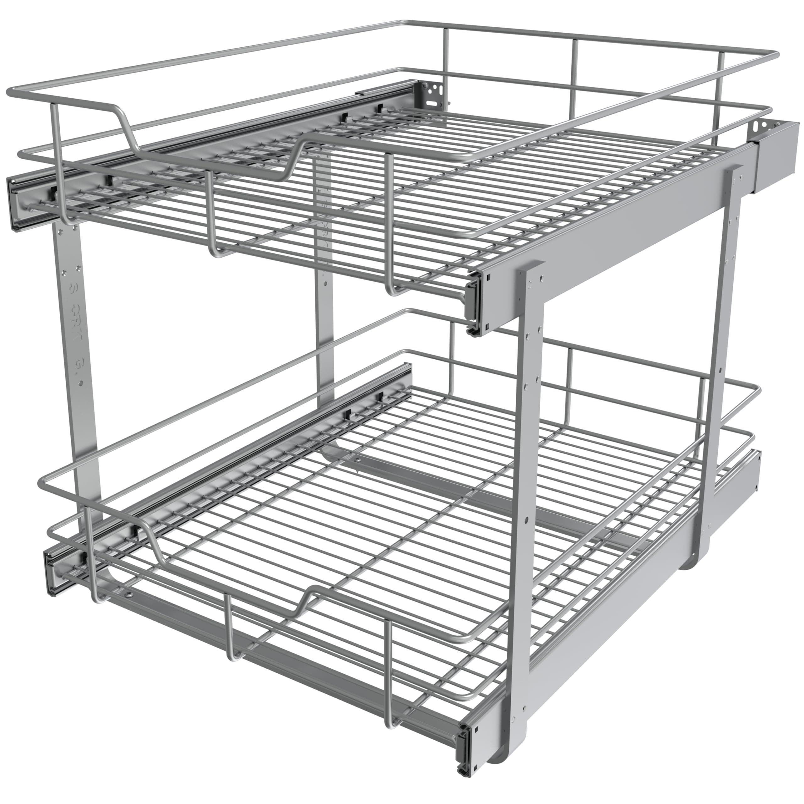 Chrome Plated 2 Tier Pull Out Kitchen Cabinet Organizer, Heavy Duty Drawers, 17" W X 22" D