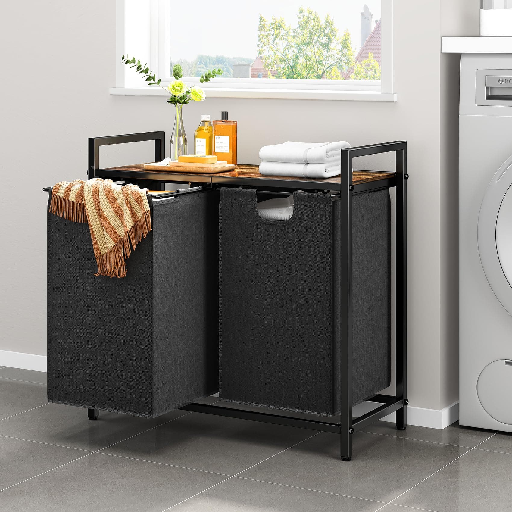 2x11.8 Gallon Laundry Hamper with Topsort Shelf