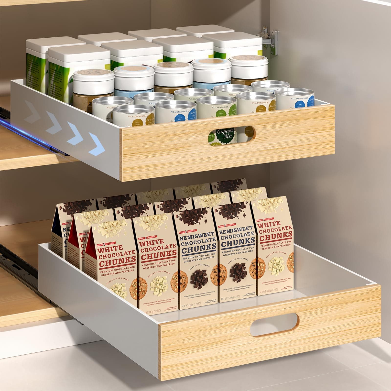 Metal Slide Out Drawer for Cabinet, XX-Large, 2 PCS Kitchen, Pantry & Office Organizer