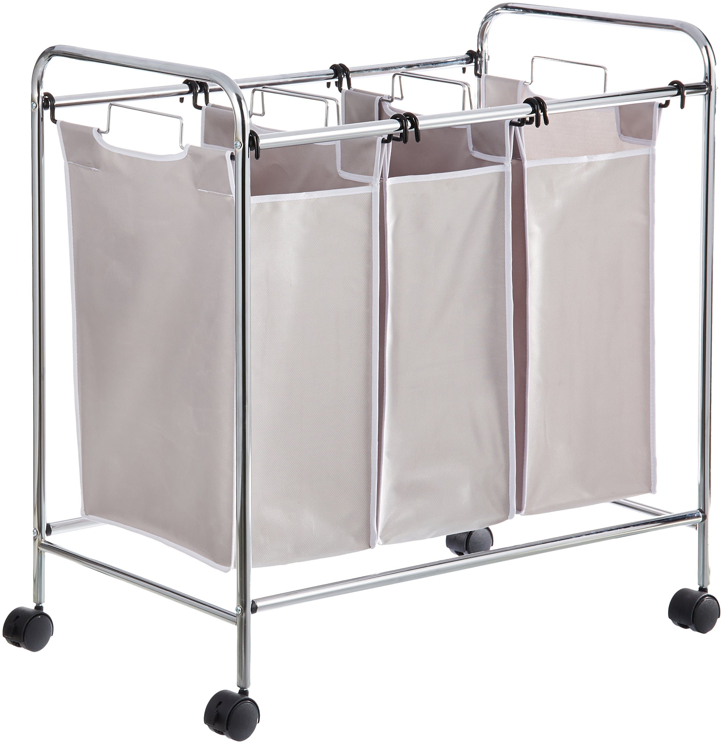 Amazon Basics 3-Bag Rectangular Laundry Sorter Basket, Gray