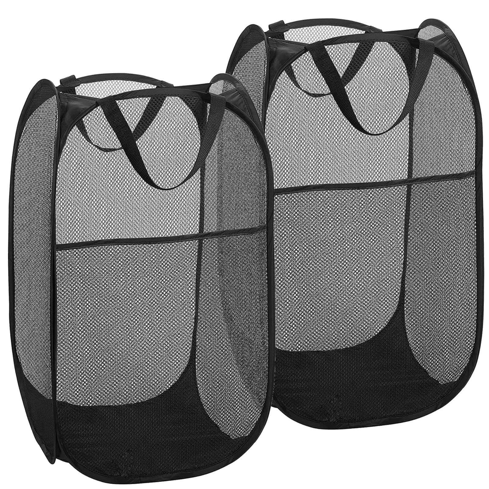 Popup Laundry Hamper 2-Pack, Foldable Mesh Basket for Dorm, Laundry Room, Bedroom, RV