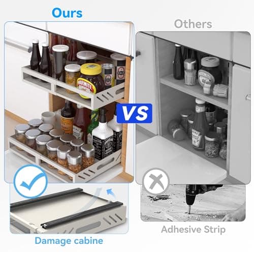 Expandable Sliding Drawer Organizer for Kitchen Cabinets