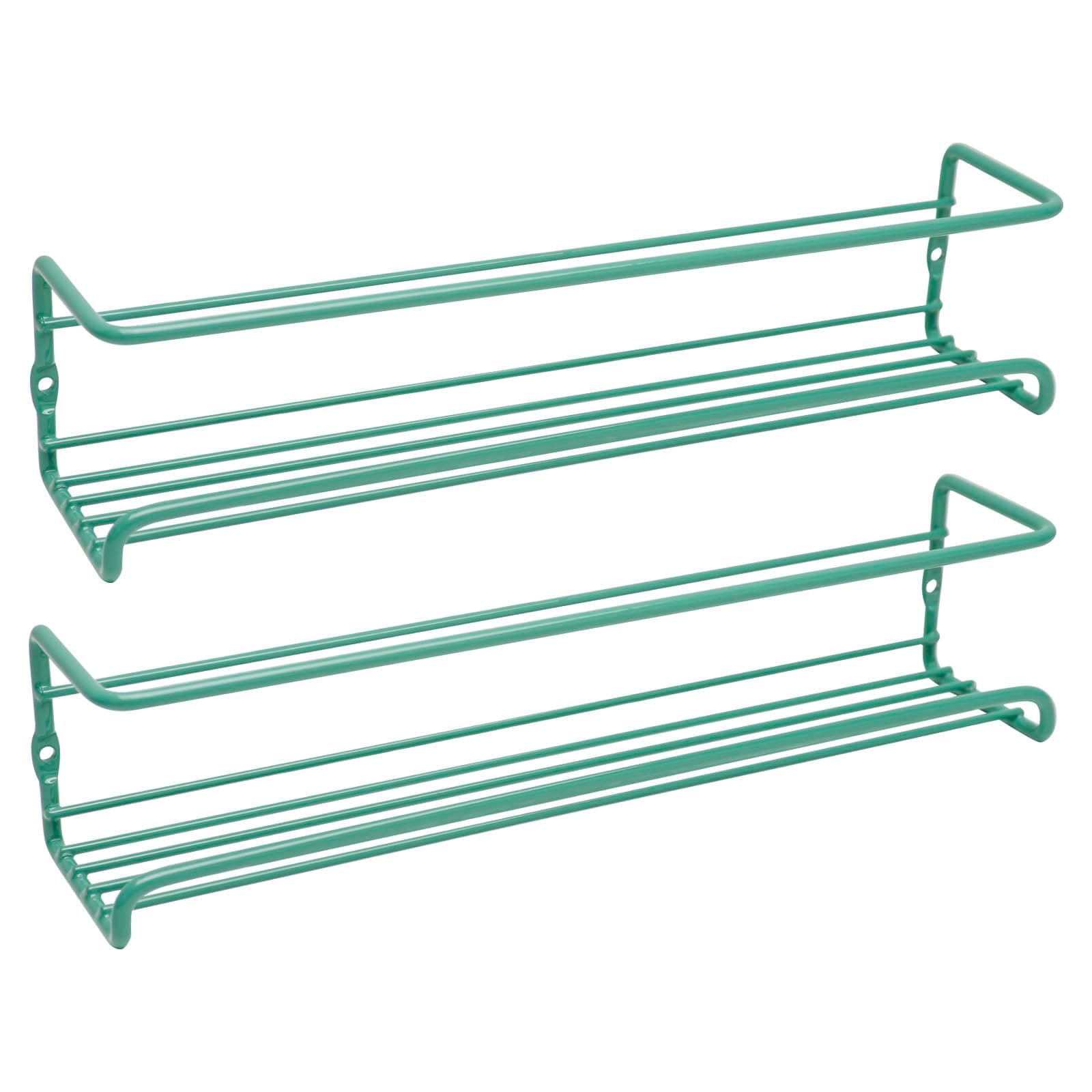 Snailhouse Green Wall Mount Spice Rack Organizer 2 Pack Cabinet Door Storage