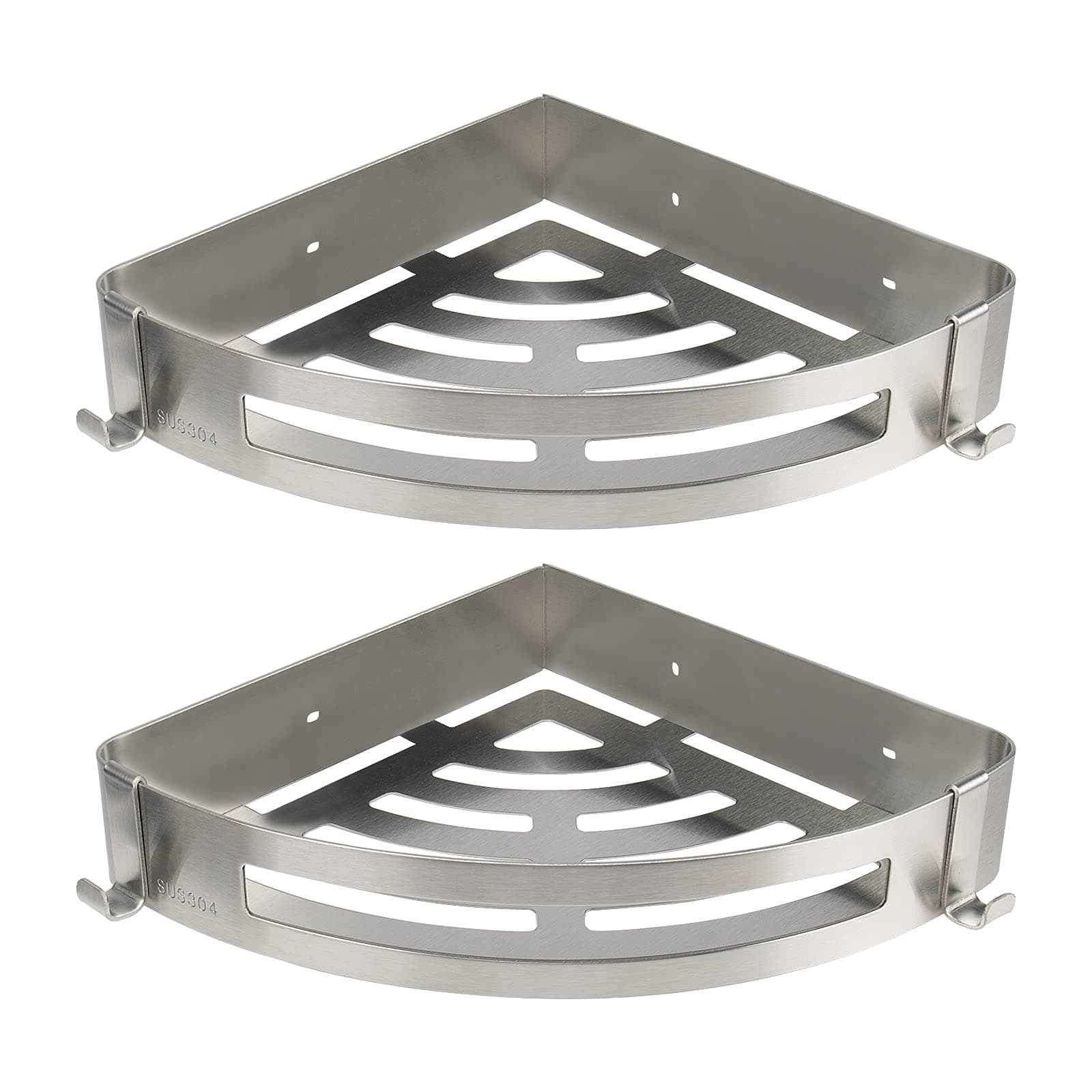 NearMoon No Drill 304 Stainless Steel Shower Organizer 2 Hook Pack