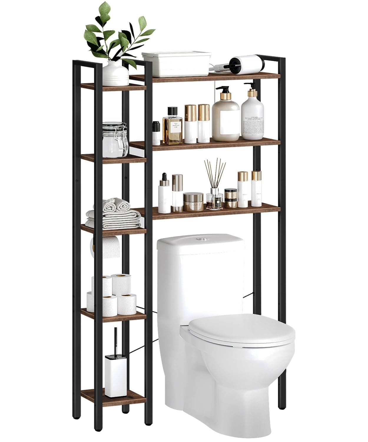 Rustic Brown HOOBRO Toilet Organizer, 8-Tier Storage BF86TS01