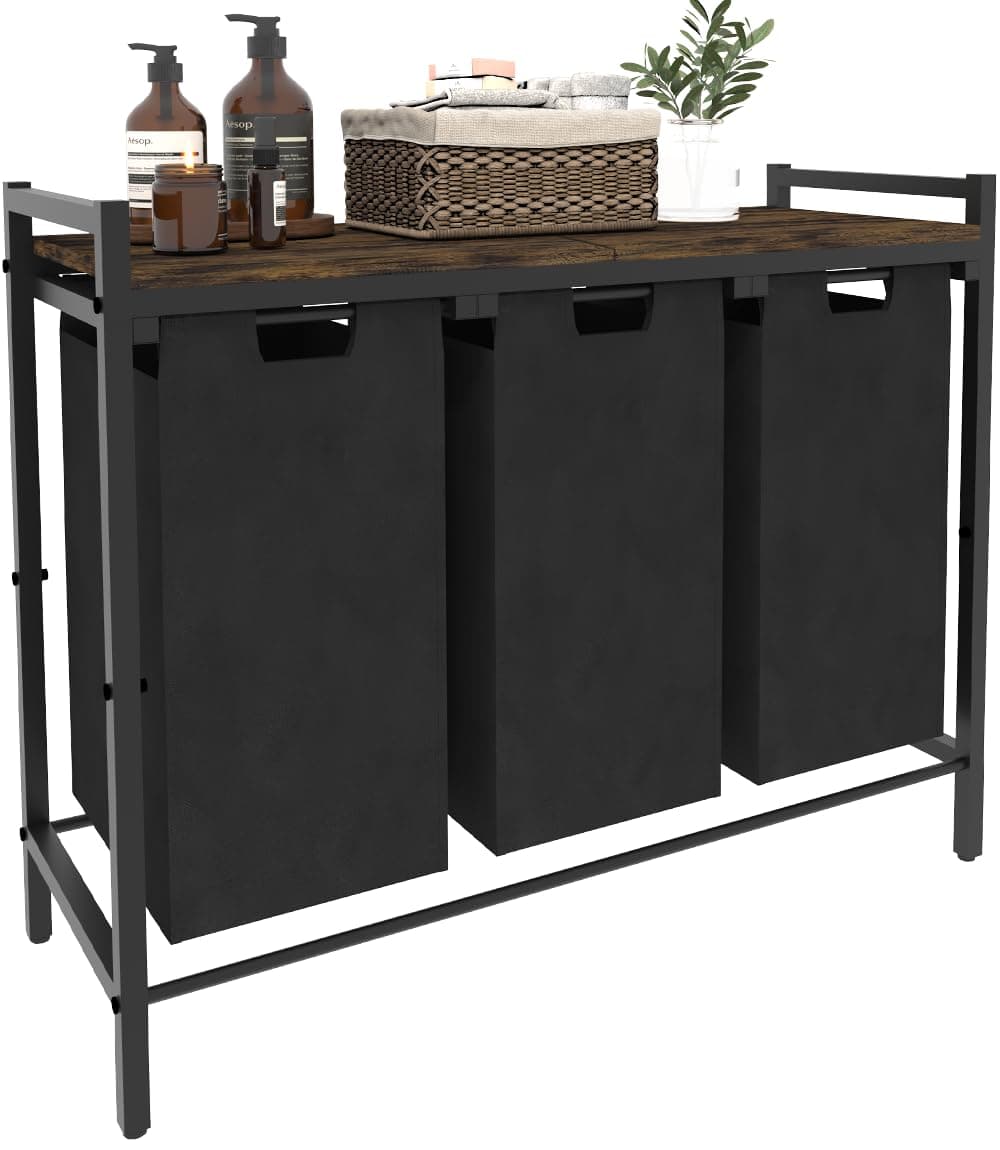 Large Laundry Hamper with Sorter Bags, Freestanding Clothes Organizer