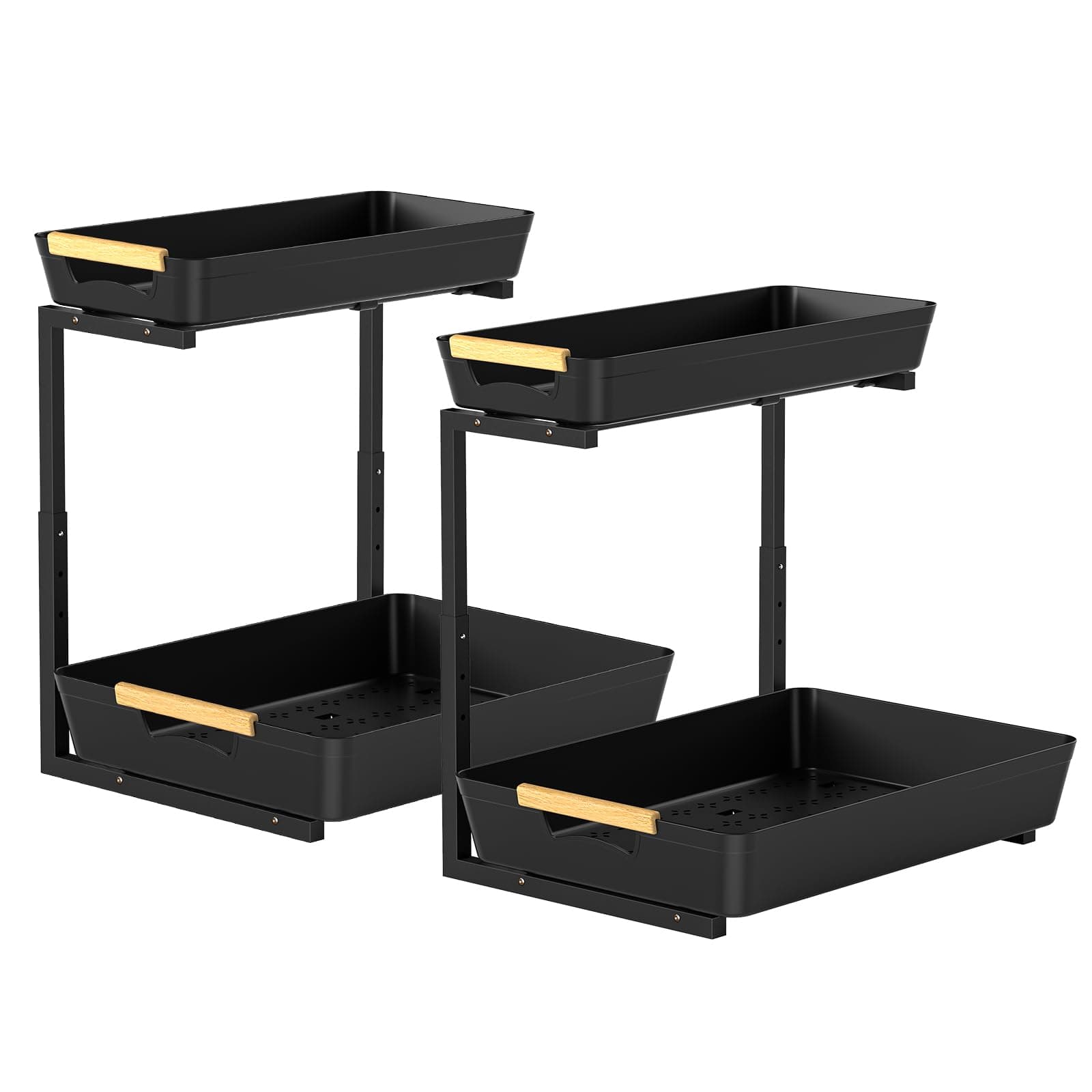 2-Pack Under-Sink Organizer with Adjustable 2-Tier Pull-Out Storage for Kitchen and Bathroom Cabinets