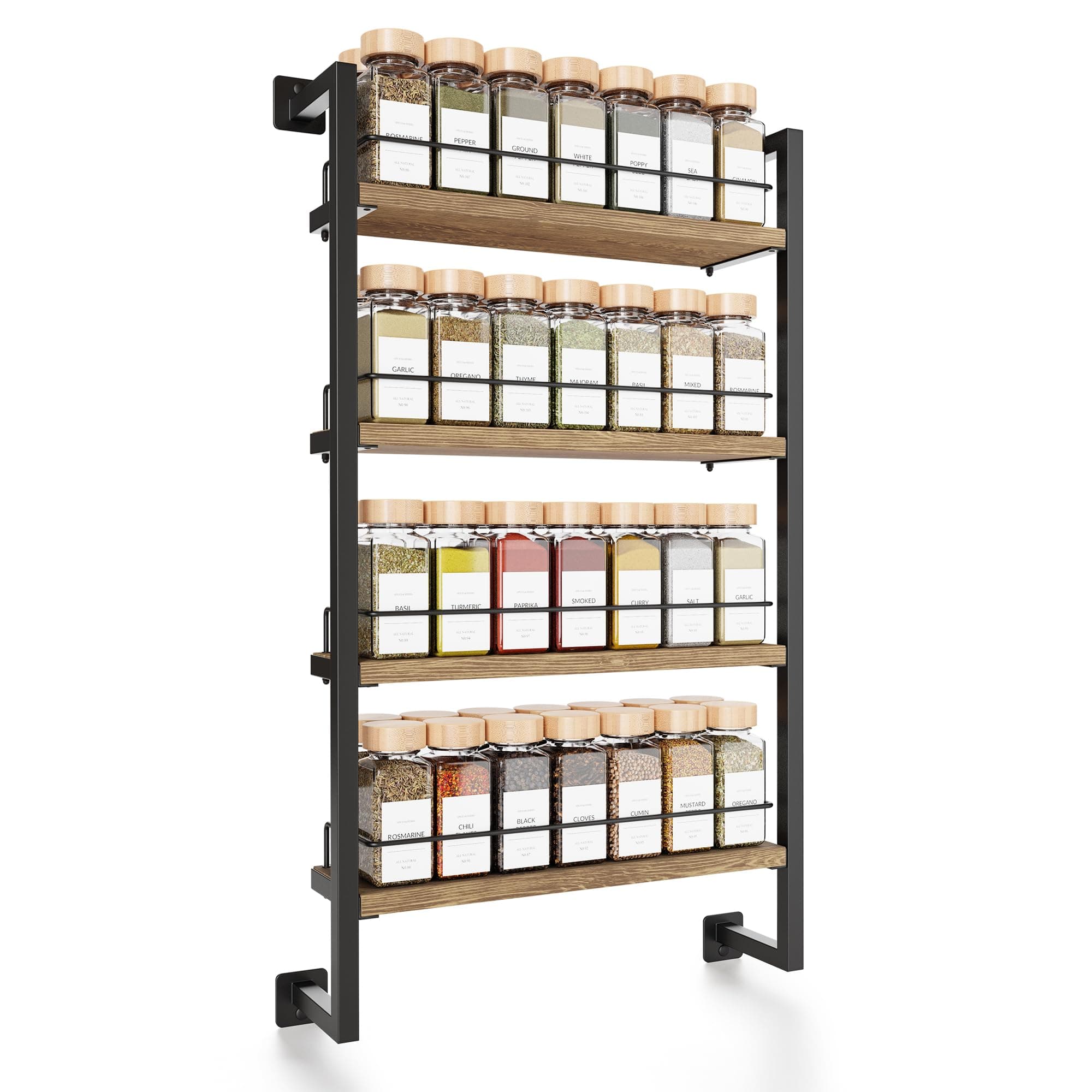 Space Saving Spice Rack Organizer for Wall Mount - Easy Installation for up to 56 Jars - Kitchen Seasoning Organizer