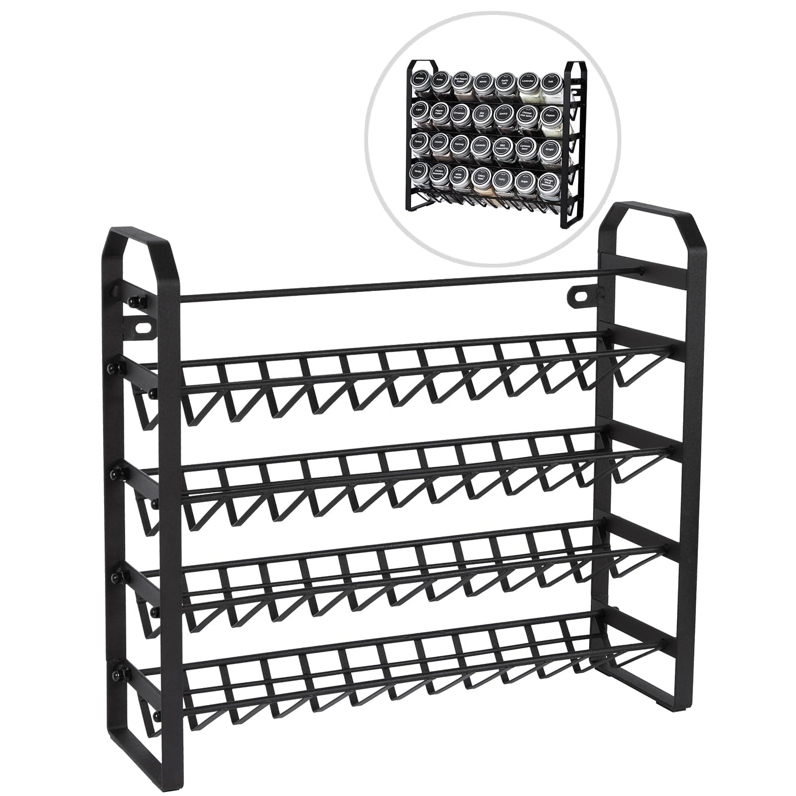 4-Tier Spice Rack Organizer for Cabinet, Kitchen Countertop Wall Mount