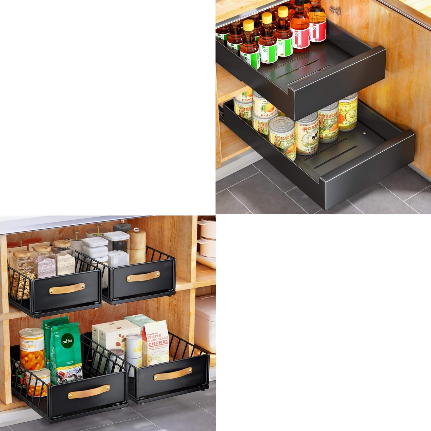 1PC Pull Out Cabinet Organizer Combo Fixed With Adhesive Nano Film