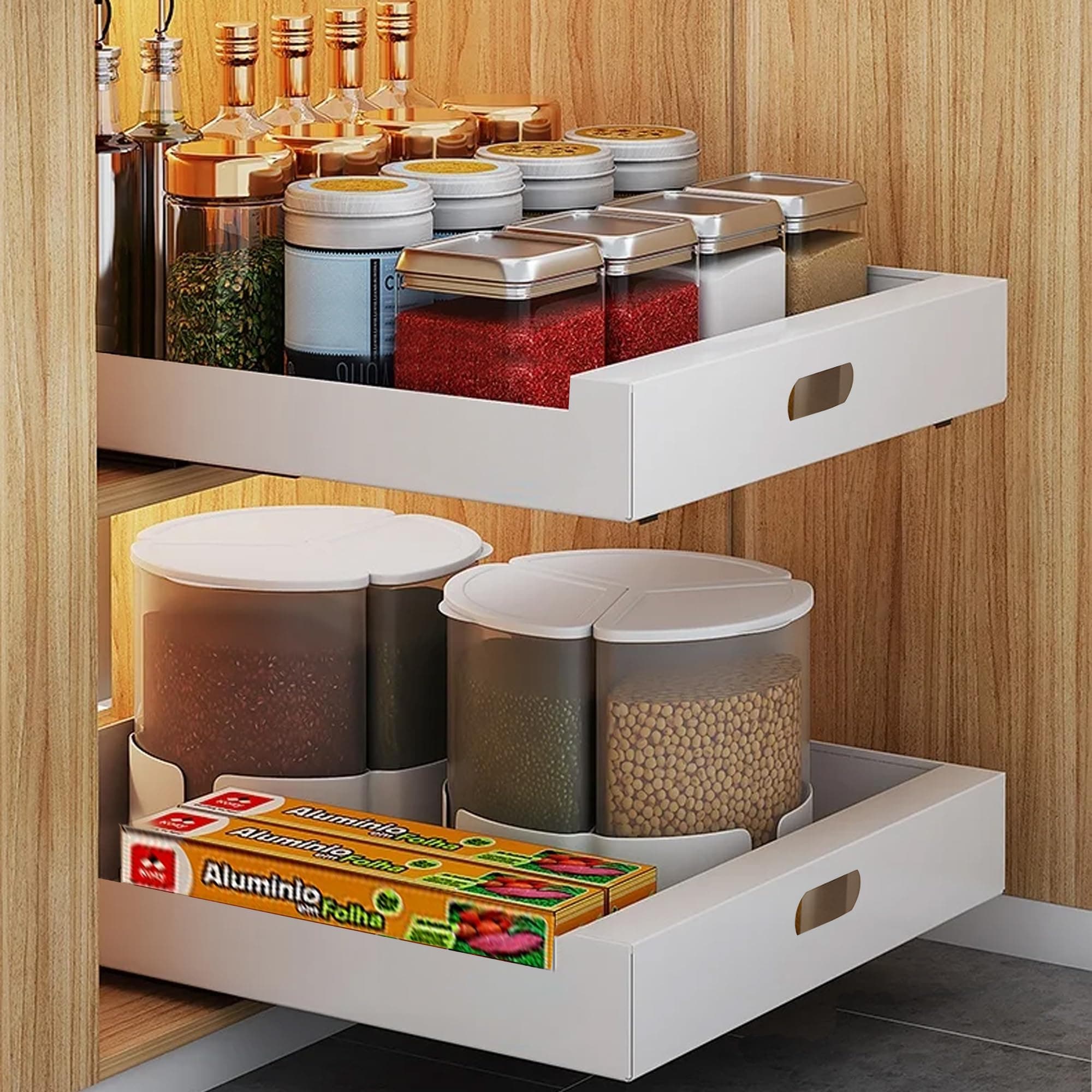 2 Pack Heavy Duty Pull Out Cabinet Organizers for Kitchen Pantry Bathroom