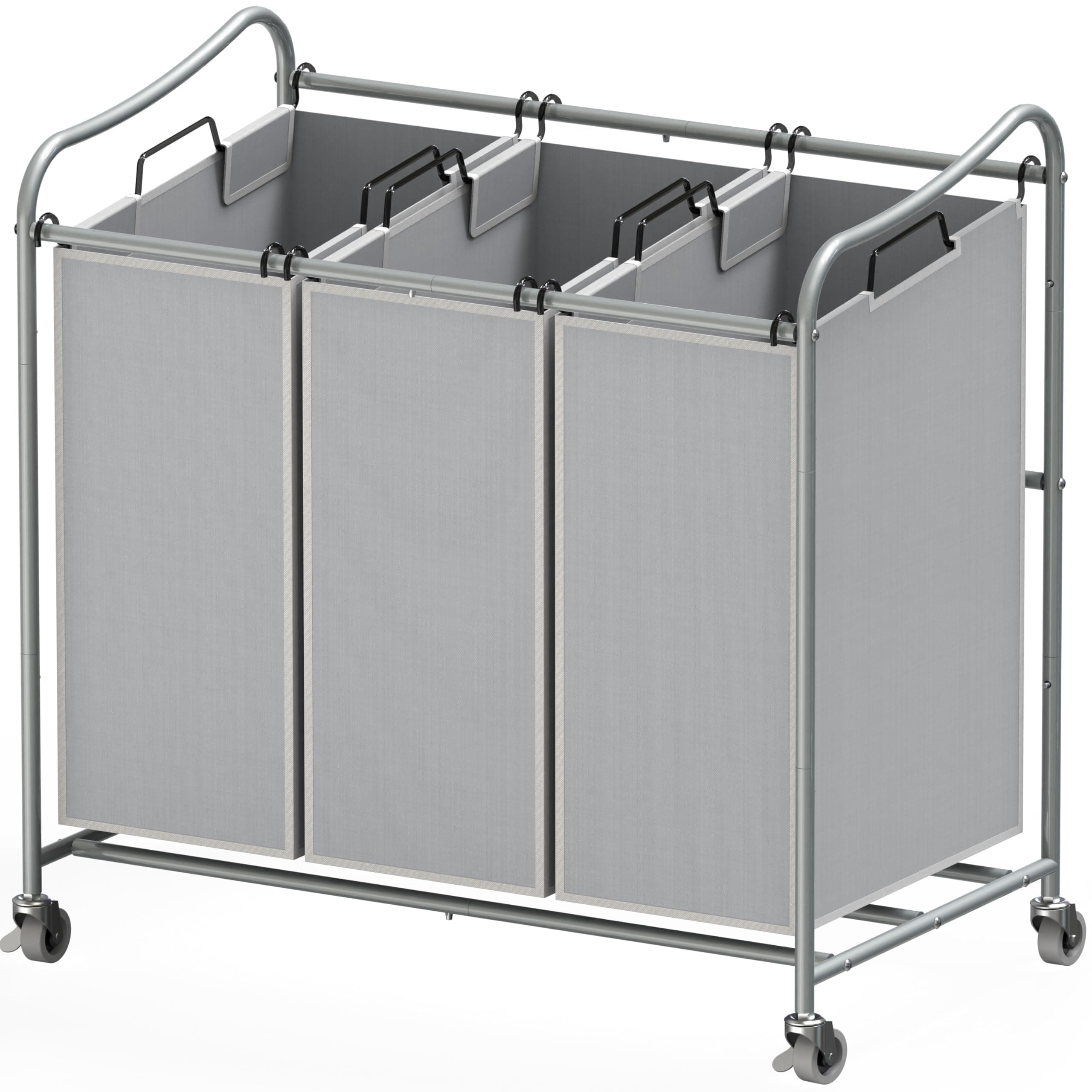 Heavy-Duty 3-Bag Silver Laundry Sorter Cart by Simple Houseware