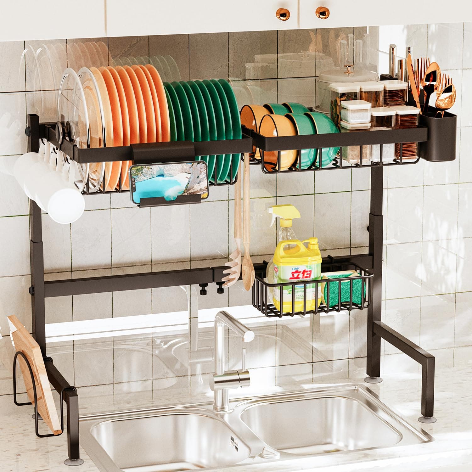 Stainless Steel Over the Sink Drying Rack, Expandable 24-35.5L x 12W x 19-22H