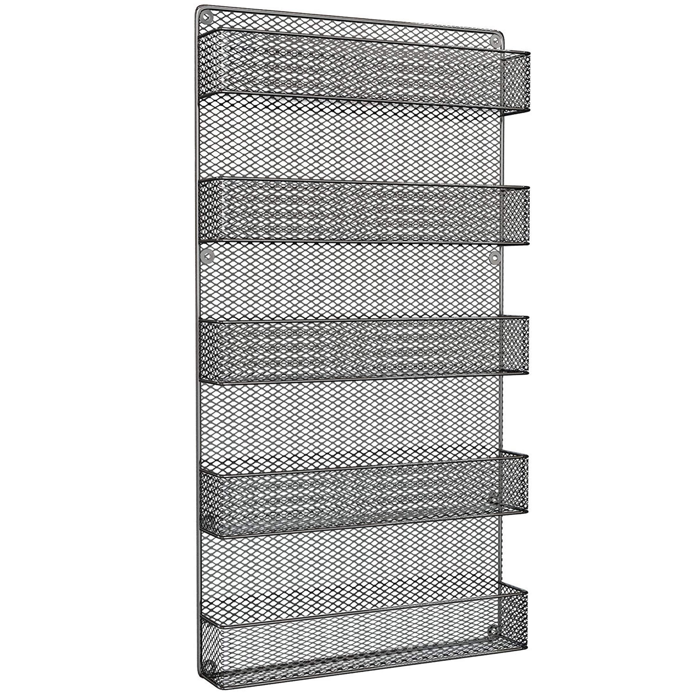 Home-Complete Black Space-Saving 5-Tier Wall-Mount Spice Rack Organizer